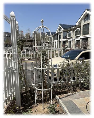 Garten-Obelisk, 1,8 m und 2,8 m, Metallspalier für Kletterpflanzen, freistehende Unterstützung für Blumen und Rosen, wetterbeständige Gartendekoration (Farbe: Weiß, Größe: 50 cm x 230 cm) von Generisch