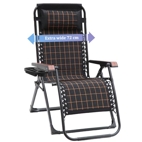 Garten Sonnenliege Klappbar mit Getränkehalter und Kopfstütze Ergonomisch Verstellbarer Stuhl für Terrasse Strand Pool bis 150kg von Generisch