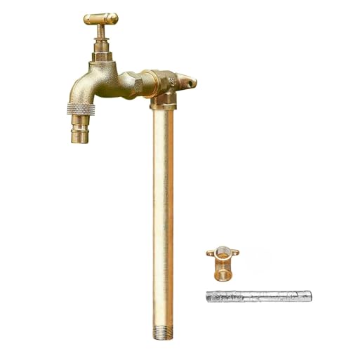 Garten Wasserzapfsäule Wassersäule Outdoor Wasserhahn Freistehend mit Frostschutz Riss Wasserleitung vertikale Bodenmontage des Wasserhydranten für die Hofbewässerung (Gold 100 cm) von Generisch