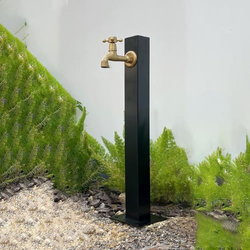 Garten Wasserzapfsäule Wassersäule Outdoor Wasserhahn Freistehender vertikaler Edelstahl mit bodenmontiertem Wasserhahn frostfreier Schlauchverlängerung (Schwarz B) von Generisch
