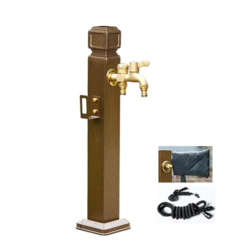 Garten Wasserzapfsäule Wassersäule Outdoor Wasserhahn Vertikaler Doppelauslass mit Spritzpistole freistehender Schlauchständer Spenderhydrant für den Bauernhof Weide Hinterhof von Generisch