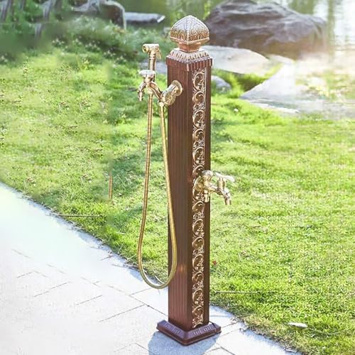 Garten Wasserzapfsäule Wassersäule Outdoor Wasserhahn Vertikaler freistehender quadratischer Frostschutz Wasserspender Hydrant im Vintage Stil für den Bauernhof im Hinterhof (Messing C) von Generisch