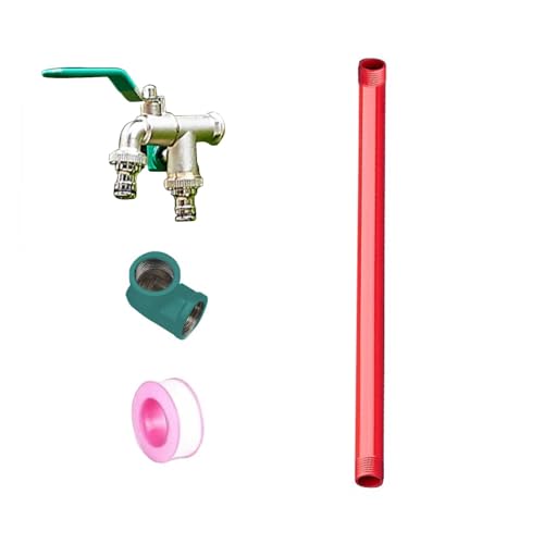 Garten Wasserzapfsäule Wassersäule Outdoor Wasserhahn Zylindrischer vertikaler Wasserhahn aus Edelstahl 304 mit Bodenmontage (rot 80 cm) von Generisch