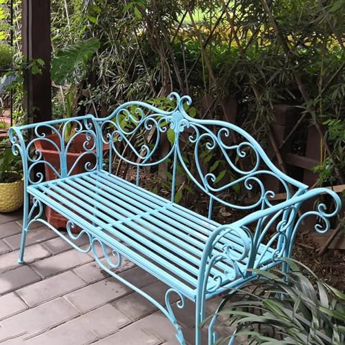 Gartenbänke, Retro-Metallabstand, 2-Sitzer mit gebogenem Design, Rückenlehne und Armlehne, Outdoor-Bank aus Gusseisen, Aluminiumguss für Garten, Terrasse, Veranda und Hof von Generisch