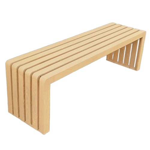Gartenbänke für den Außenbereich, wetterfest, modernes Holzmaserung-Design, Metall-Gartenbänke mit abgerundeten Ecken und reservierten Schraubenbefestigungslöchern für Veranda, Park, Hof von Generisch