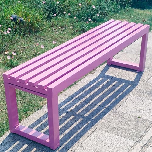Gartenbank Metall Outdoor Stahlrahmen Rückenfrei Design Wetterfest für Rasen Hof Veranda Schule von Generisch