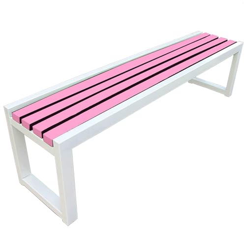Gartenbank Outdoor Rückenfrei Wetterbeständige Metall Parkbank für Balkon Schulen Einfache Montage von Generisch