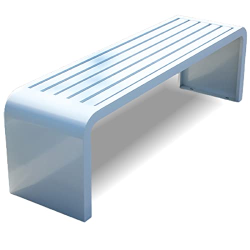 Gartenbank Wetterfest Eisen ohne Rückenlehne Outdoor Parkbank für 2-8 Personen Weiß Metall Restbank für Terrasse Balkon & Pavillon - 150x40x45cm von Generisch