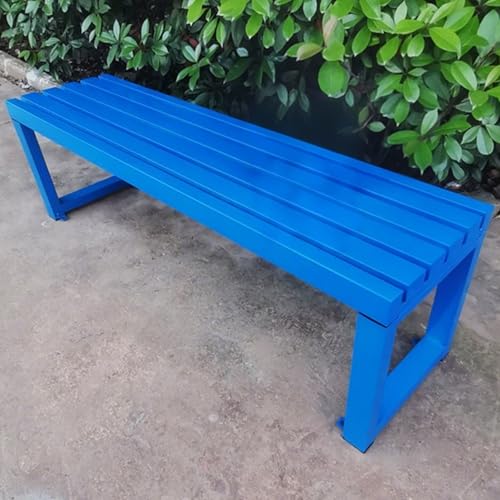 Gartenbank Wetterfest Metall Lattenrost 2 Personen Terrasse Sitzbank ohne Rückenlehne Perfekt für Veranda Rasen Schulen - Blau 120cm (47.24") von Generisch