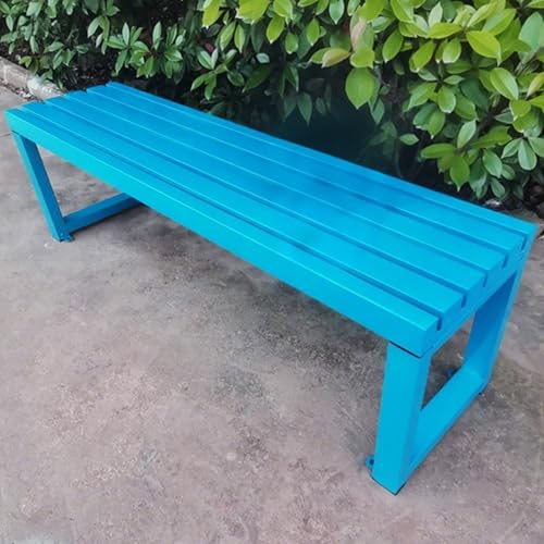 Gartenbank Wetterfest Metall ohne Rückenlehne 2 Personen Terrasse Sitzbank Lattenrost Design für Veranda Rasen Schulen - Blau 120cm (47.24") von Generisch