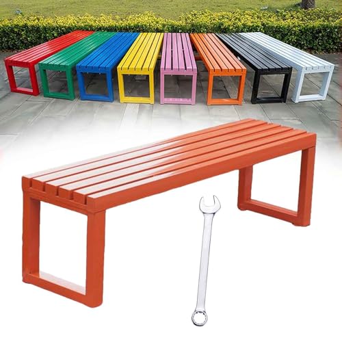 Gartenbank Wetterfest Sitzbank Outdoor 2-3-Sitzer Garten Balkon Bank Metall Gartenmöbel ParkBänke Ohne Lehne 100cm 120cm 150cm 180cm(Orange,L-100cm) von Generisch