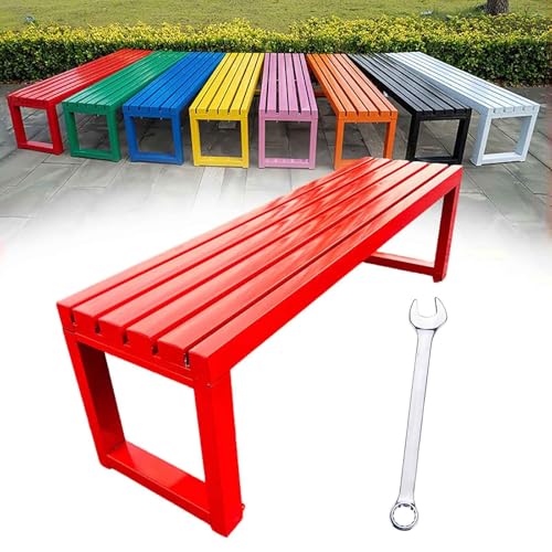 Gartenbank Wetterfest Sitzbank Outdoor 2-3-Sitzer Garten Balkon Bank Metall Gartenmöbel ParkBänke Ohne Lehne 100cm 120cm 150cm 180cm(Rot,L-150cm) von Generisch
