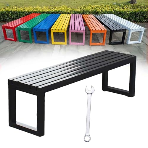 Gartenbank Wetterfest Sitzbank Outdoor 2-3-Sitzer Garten Balkon Bank Metall Gartenmöbel ParkBänke Ohne Lehne 100cm 120cm 150cm 180cm(Schwarz,L-100cm) von Generisch