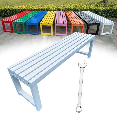 Gartenbank Wetterfest Sitzbank Outdoor 2-3-Sitzer Garten Balkon Bank Metall Gartenmöbel ParkBänke Ohne Lehne 100cm 120cm 150cm 180cm(Weiß,L-150cm) von Generisch