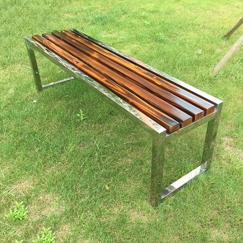 Gartenbank aus Edelstahl – wetterfester Anti-Rost-Metall-Parkstuhl, Lattensitz für Allwetter-Nutzung, ideal für Veranda & Hinterhof-Entspannung von Generisch