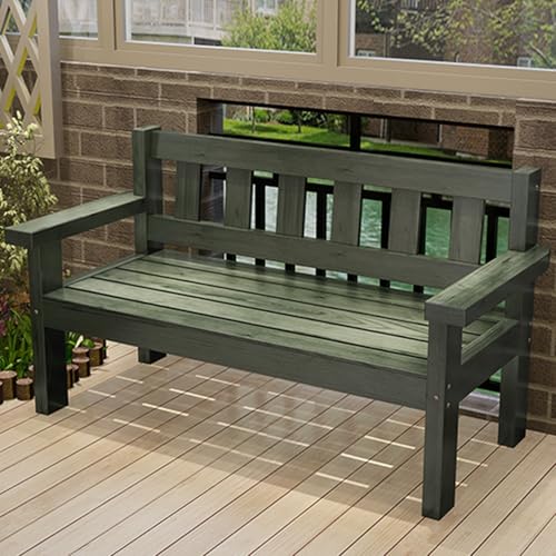 Gartenbank aus Holz mit Rückenlehne, breite Armlehnen, perfekter Terrassensitz für Parks, Gärten und Lounges, 130 cm, Grün Gartenbank aus Holz mit Rückenlehne, breite Armlehnen, perfekter Terrassensitz für Parks, Gärten und Lounges, 130 cm, Grün von Generisch