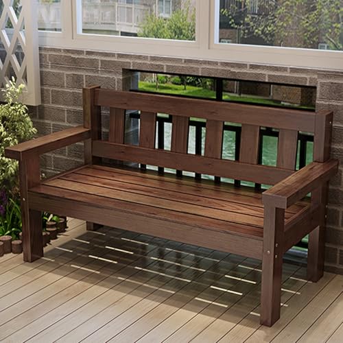 Gartenbank aus Holz mit Rückenlehne und breiten Armlehnen, für den Außenbereich, Terrasse, Parks, Gärten und Lounges, langlebig, braun, 80 cm Gartenbank aus Holz mit Rückenlehne und breiten Armlehnen, für den Außenbereich, Terrasse, Parks, Gärten und Lounges, langlebig, braun, 80 cm von Generisch