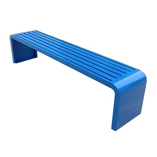 Gartenbank aus Metall, rückenfrei, für Park und Terrasse, 150 cm, ideal für Rasen im Innenbereich und 2 bis 3 Personen, Blau von Generisch