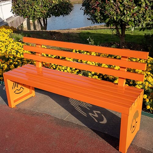 Gartenbank aus Metall, strapazierfähig, für den Außenbereich, mit Rückenlehne, Allwetter-Parkbank, Lattensitz, Tragkraft 299.4 kg von Generisch