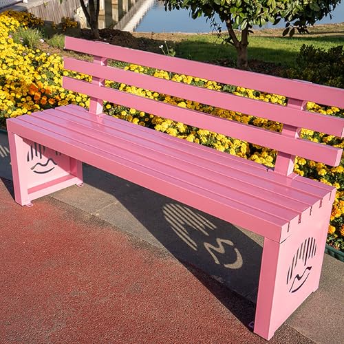 Gartenbank aus Metall, strapazierfähig, für den Außenbereich, mit Rückenlehne, Allwetter-Parkbank, Lattensitz, Tragkraft 299.4 kg von Generisch