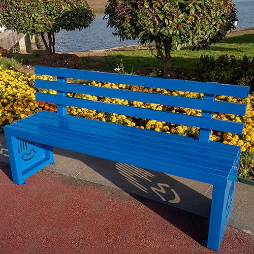 Gartenbank aus Metall, strapazierfähig, für den Außenbereich, mit Rückenlehne, Allwetter-Parkbank, Lattensitz, Tragkraft 299.4 kg von Generisch