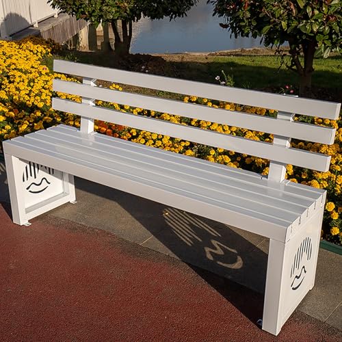 Gartenbank aus Metall, strapazierfähig, für den Außenbereich, mit Rückenlehne, Allwetter-Parkbank, Lattensitz, Tragkraft 299.4 kg von Generisch