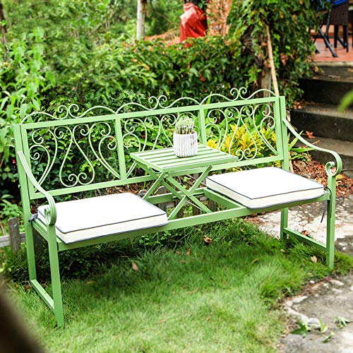 Gartenbank aus Metall für den Außenbereich, mit anhebbarer Sitzfläche, Rückenlehne und Armlehne, für Terrasse, Hof oder Veranda, Platz für 2-3 Personen von Generisch
