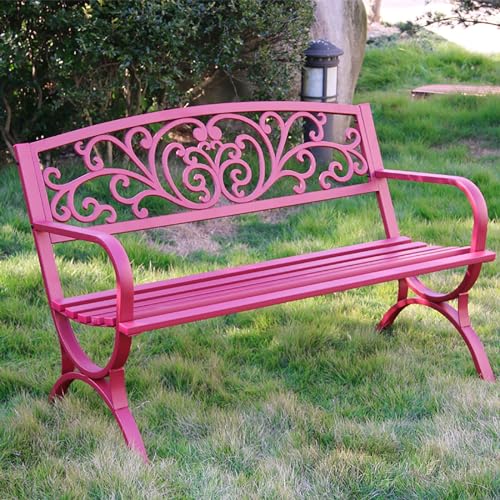 Gartenbank aus Metall für den Außenbereich, rostfreies Design, rutschfeste Fußpolster, hohe Tragfähigkeit für Terrasse, Rasen, Hinterhof von Generisch