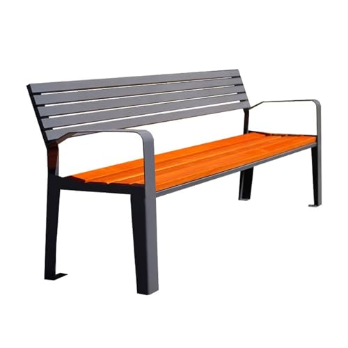 Gartenbank aus Metall mit Armlehnen und Rückenlehne, wetterbeständig, Monoblock-Design, perfekt für Parks, Terrassen und Rasenflächen, 150 cm lang von Generisch