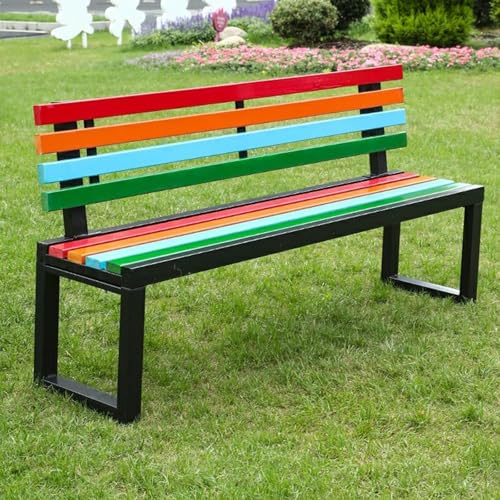 Gartenbank aus Metall mit Rückenlehne, wetterfester Lattenrost für Park, Hof, Terrasse, Platz für 2-3 Personen von Generisch