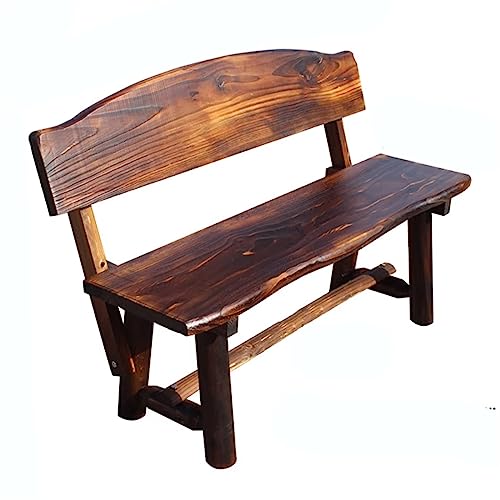Gartenbank aus karbonisiertem Holz, 3-Sitzer, Outdoor-Terrassenbank mit Rückenlehne, Landhausstil für Garten, Hof, Hinterhof, 150 cm lange Gartenmöbel von Generisch