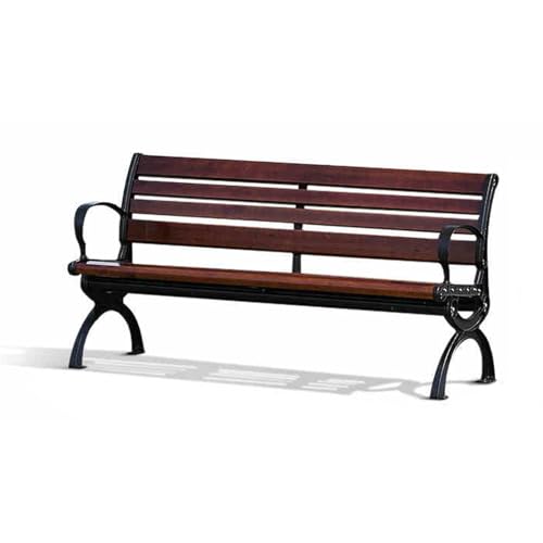 Gartenbank für den Außenbereich, Metallgestell mit Lattenrost aus Massivholz, Rückenlehnenstütze, hohe Tragkraft, ideal für Terrasse, Garten, Entspannung im Freien von Generisch