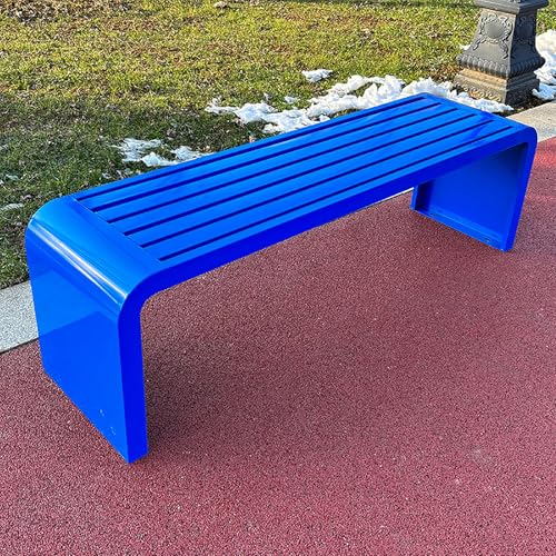 Gartenbank für den Außenbereich, armlose Metall-Parkbank mit Diebstahlsicherung, wetterbeständiges, stabiles Stahlgestell für Veranda, Pool, Rasen, Hinterhof von Generisch