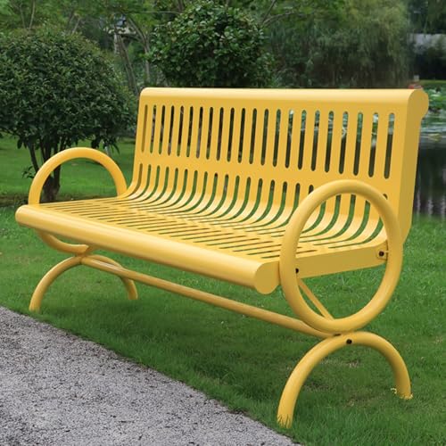 Gartenbank für den Außenbereich, robuste Metallbank mit Rückenlehne und Armlehne, wetterfest, für Veranda, Rasen, Garten, Hofkomfort Gartenbank für den Außenbereich, robuste Metallbank mit Rückenlehne und Armlehne, wetterfest, für Veranda, Rasen, Garten, Hofkomfort von Generisch