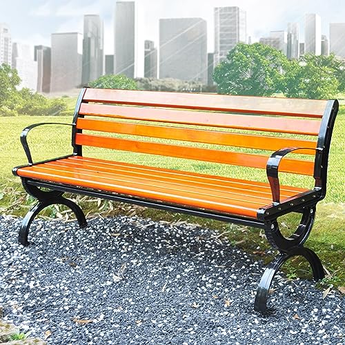 Gartenbank für den Außenbereich, robuste Metallkonstruktion für Veranda, Hof, Park und Terrasse, Rückenlehnenoption erhältlich von Generisch