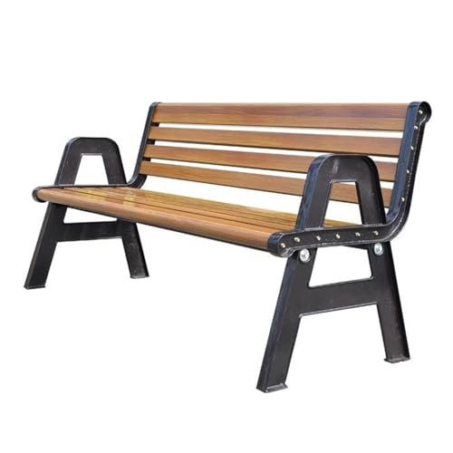 Gartenbank für den Außenbereich, robuster Aluminiumguss-Rahmen mit Rückenlehne und Armlehne, Allwetter-Terrassenmöbel für Veranda, Balkon, Rasen von Generisch