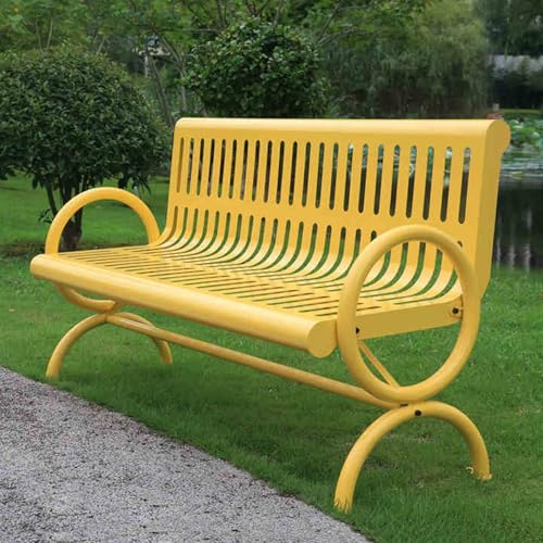 Gartenbank für den Außenbereich, robuster Metall-Parksitz mit Rückenlehne und Armlehnen, wetterfest, für Terrasse, Garten und Park von Generisch