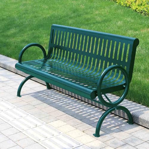 Gartenbank für den Außenbereich, robuster Metall-Parksitz mit Rückenlehne und Armlehnen, wetterfest, für Terrasse, Garten und Park von Generisch