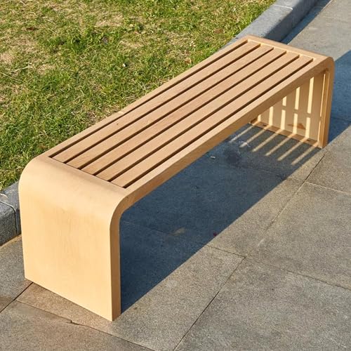 Gartenbank für den Außenbereich, wetterfest und langlebig, gebogenes, rückenfreies Design mit geölter Oberfläche für Pool, Rasen und Terrasse Gartenbank für den Außenbereich, wetterfest und langlebig, gebogenes, rückenfreies Design mit geölter Oberfläche für Pool, Rasen und Terrasse von Generisch