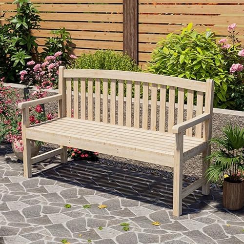 Gartenbank für den Außenbereich mit Rückenlehne und Armlehnen – robuste Sitzgelegenheit auf der Terrasse zum Entspannen und Geselligen im Rasen, auf der Veranda oder im Park Gartenbank für den Außenbereich mit Rückenlehne und Armlehnen – robuste Sitzgelegenheit auf der Terrasse zum Entspannen und Geselligen im Rasen, auf der Veranda oder im Park von Generisch