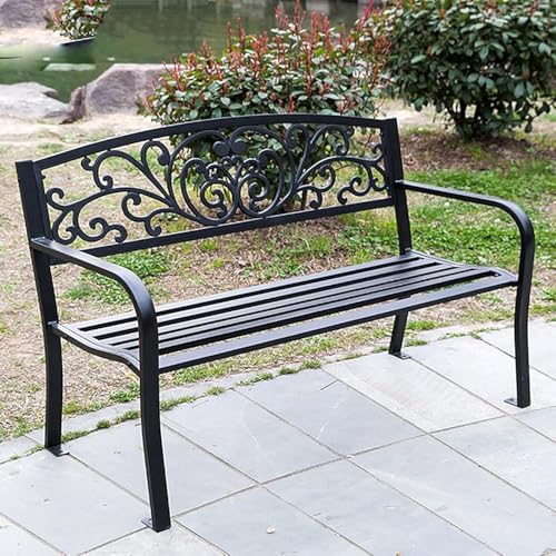 Gartenbank mit Armlehnen und Rückenlehne, wetterfeste Aluminium-Terrassenmöbel für Entspannung im Freien von Generisch