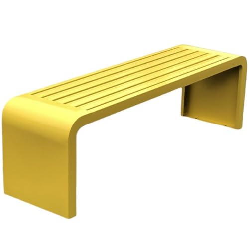 Gartenbank wetterfest Metall für 2 Personen ohne Rückenlehne 200kg Kapazität Outdoor Terrassenmöbel Stilvoll Gelb Balkon Sitzgelegenheit 120cm (47.24") von Generisch