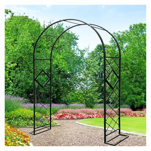 Gartenbogen, Metall-Gartenspalier, Gartenlaube für Kletterpflanzen, Metall-Rosenbogen, Hochzeitsbogen, Laube für Rasen, Party, Hinterhof-Dekoration (schwarz, B 7,9 x H 7,1 m) von Generisch
