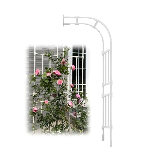 Gartenbogen Pergola für Kletterpflanzen Wandmontage Metall Rankgitter witterungsbeständig dekorative Laube 240cm x 267cm ideal für den Außenbereich Landschaftsbau (Weiß 220x240x45cm) von Generisch