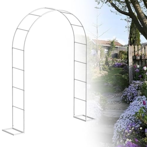 Gartenbogen Pergola mit Sockel Stabiles Schwarz/Grün/Weiß Rankgitter Dekorative Gartenlaube für verschiedene Einrichtungsstile Größe:240x220cm (Weiß) Perfekt für Außenbereiche von Generisch