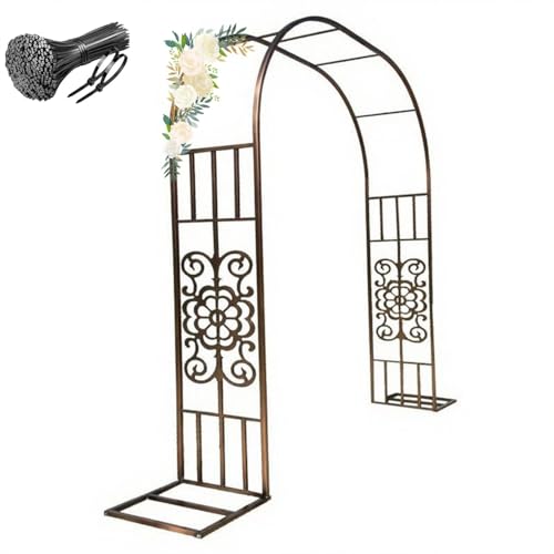 Gartenbogen Rankgitter Rankbogen für Kletterpflanzen, Robustes Metall spalier, H 230 oder 267 cm, Rosenbogen Torbogen Rankhilfe für Rasen Terrasse Innenhof(Brown,W220 x H230cm) von Generisch