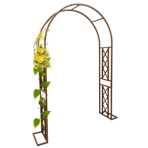 Gartenbogen Rankhilfe Rankhilfe für Kletterpflanzen Metall Rosenstützlaube Deko Outdoor Pergola mit Fuß verfügbar in 140-340cm Größen Schwarz (Braun, L 340cm x H 230cm) von Generisch