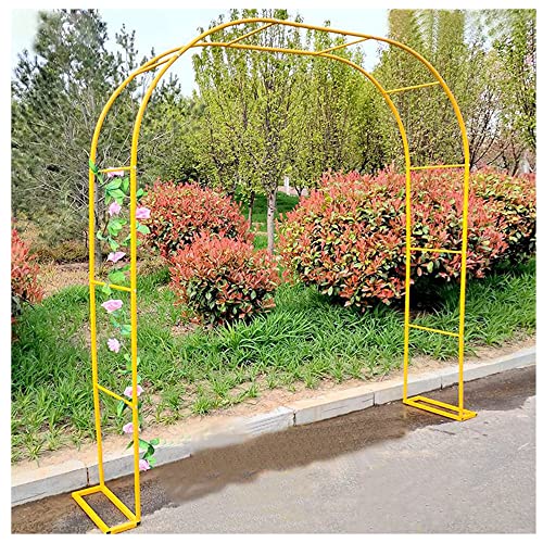 Gartenbogen Schmiedeeisen Pergola Metall Pflanze Rankgitter mit Basis Kletterrosenbogen für Reben Outdoor Dekor Gelb 3 x 2,2 m Gartenstruktur von Generisch