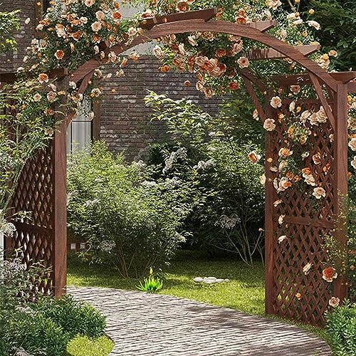 Gartenbogen aus Holz mit karbonisierter Spalierlaube für Kletterpflanzen – Pflanzenständer für den Außenbereich für Gartendekoration Gartenbogen aus Holz mit karbonisierter Spalierlaube für Kletterpflanzen – Pflanzenständer für den Außenbereich für Gartendekoration von Generisch
