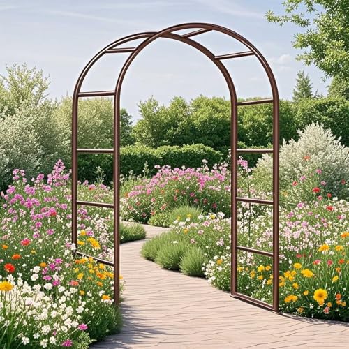 Gartenbogen aus Metall, rostbeständige Rose für Kletterpflanzen, stabile Outdoor-Dekoration für Hochzeiten & Veranstaltungen, erhältlich in 80 cm bis 350 cm (Braun B140 x H200) von Generisch